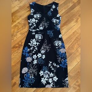 Banana Republic Black Dress with Blue Floral Print